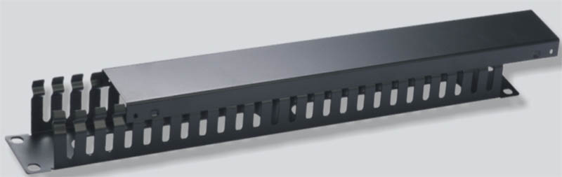 Vyvaz.panel 19"1U kov Lišta Průchozí černý 45mm hl 50271216005