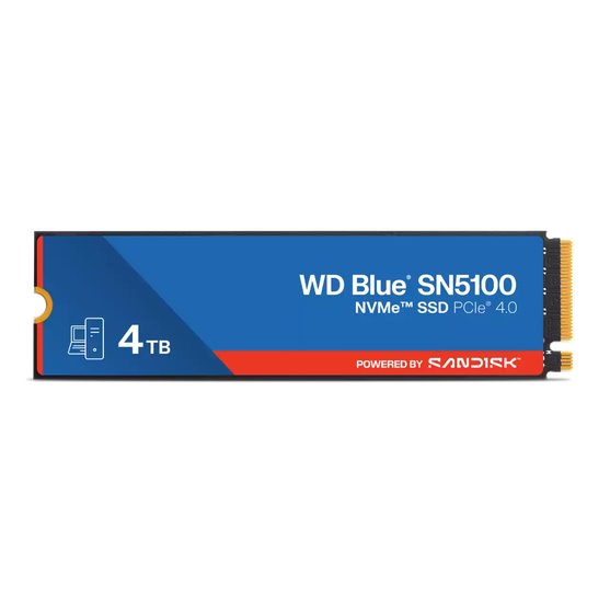 WD Blue SN5100 SSD Powered by SanDisk 4TB M.2 NVMe Gen4 6900/6700MBps WDS400T5B0E-00CPE0