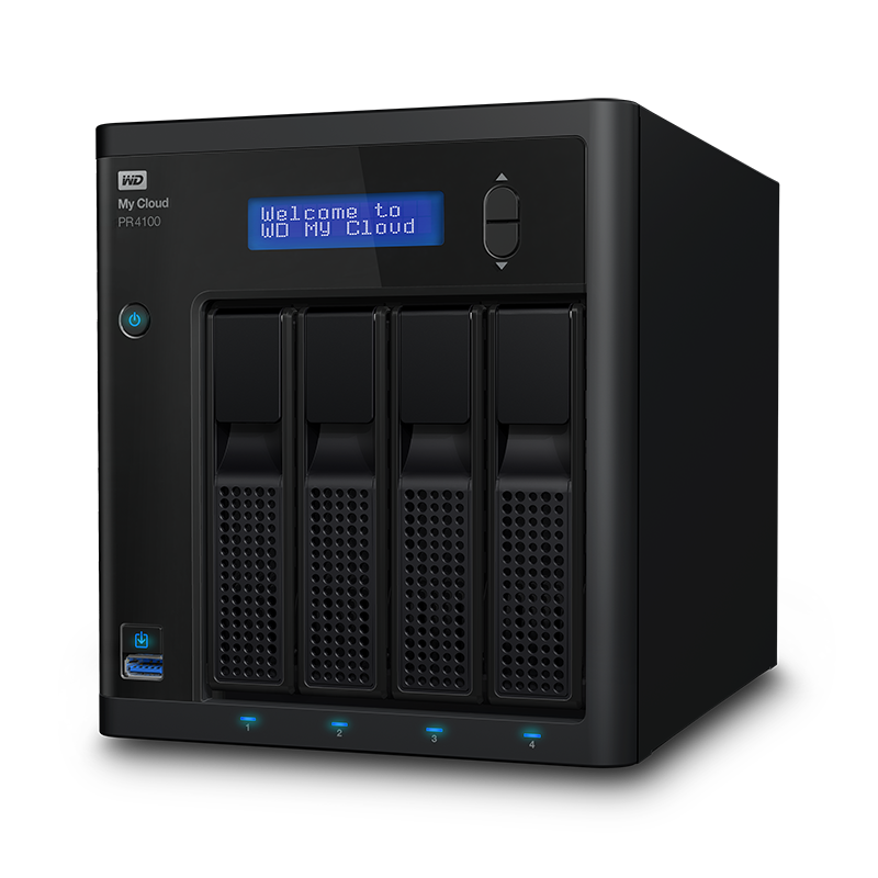WD My Cloud PR4100 WDBNFA0160KBK - Server NAS - 4 zásuvky - 16 TB - HDD 4 TB x 4 - RAID 0, 1, 5, 10 WDBNFA0160KBK-EESN
