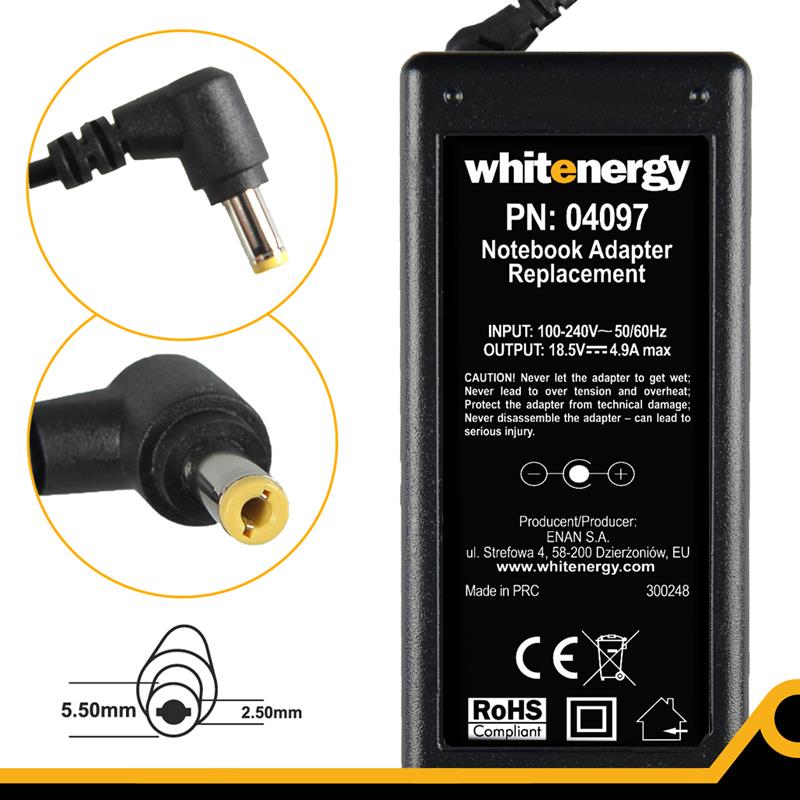 WE AC adaptér 18.5V/4.9A 90W konektor 5.5x2.5mm HP 04097