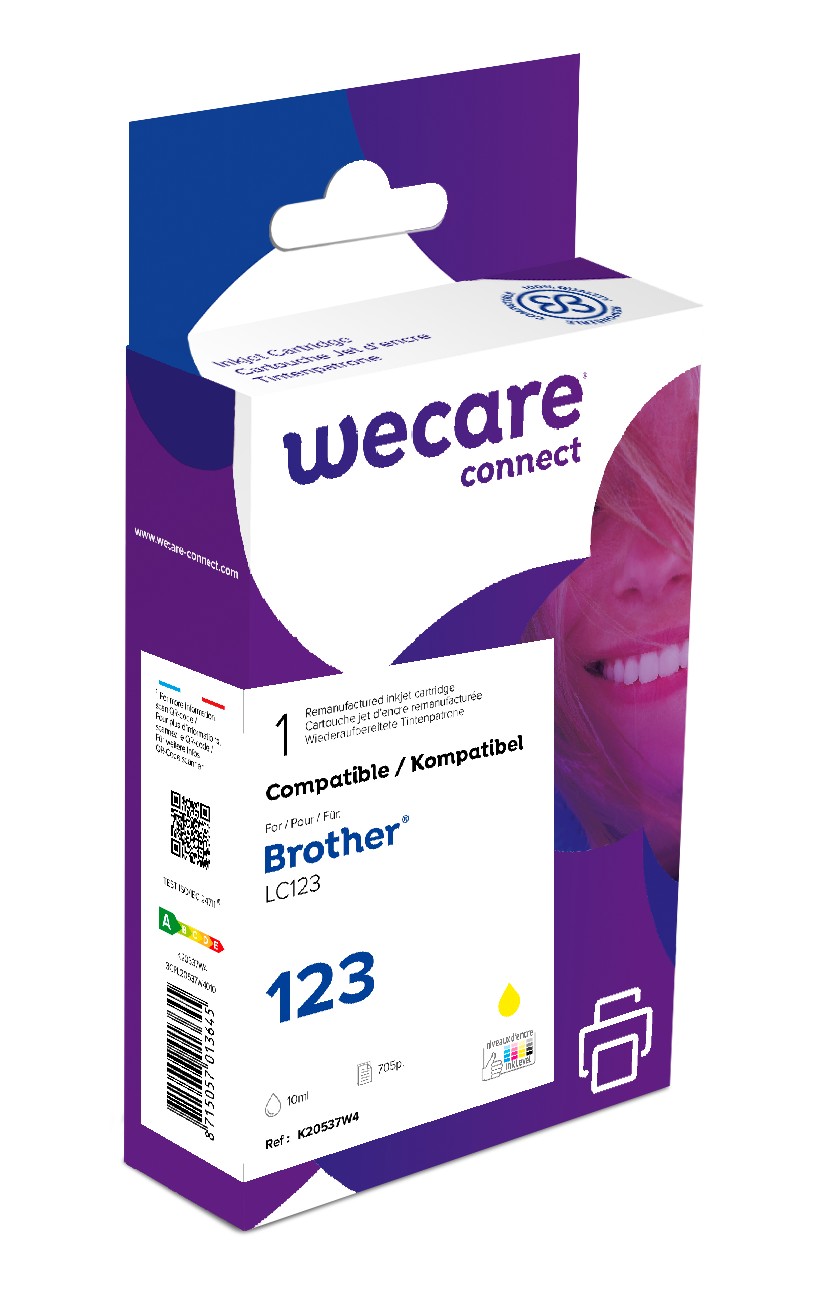 WECARE ARMOR ink kompatibilní s BROTHER LC-123Y, žlutá/yellow