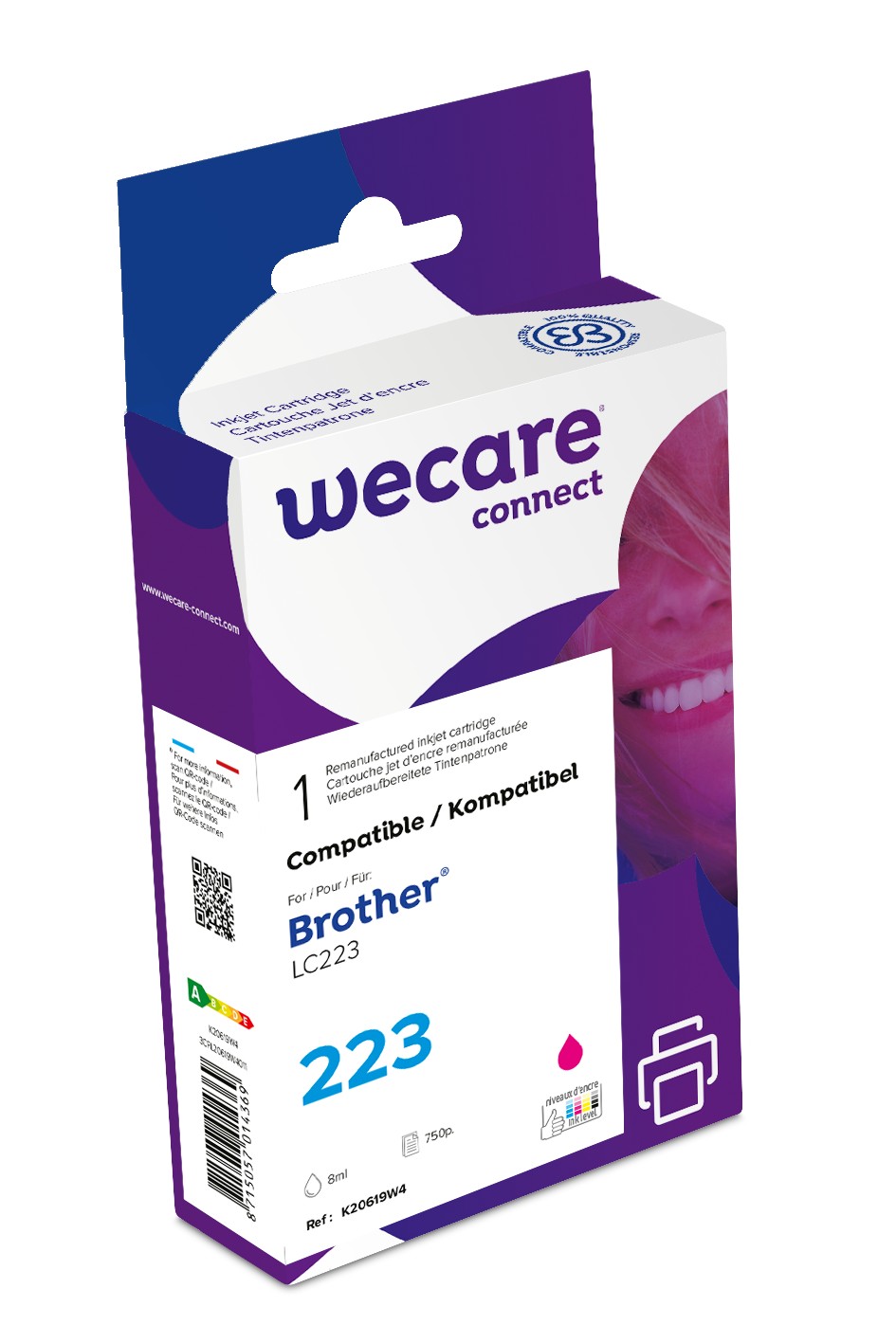 WECARE ink pro BROTHER LC-223M,červená/magenta K20619W4