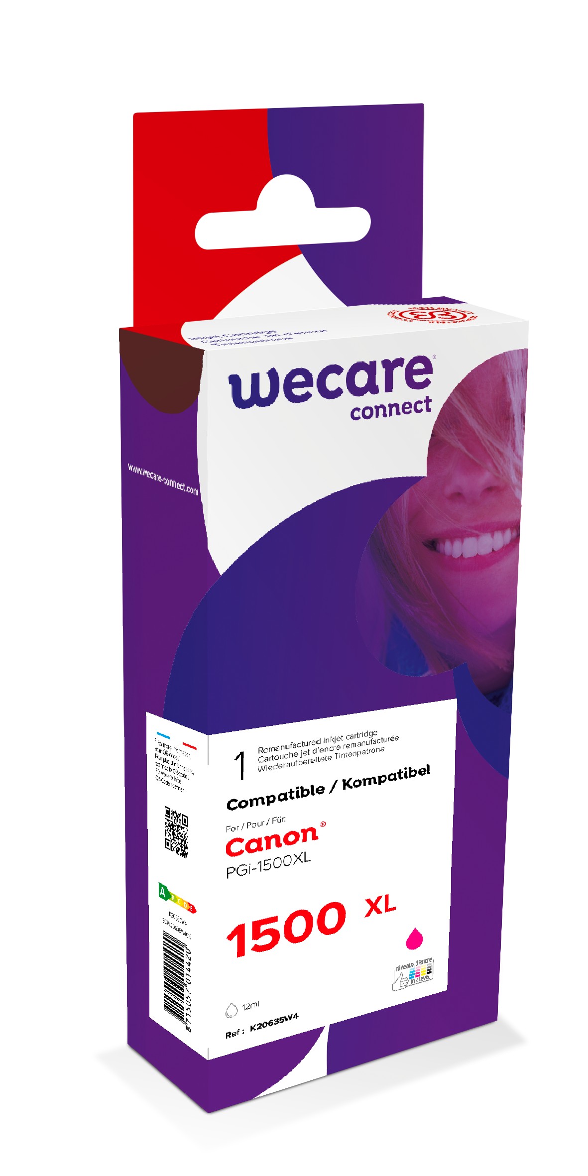 WECARE ink pro CANON PGi-1500XLM,červená/magenta K20635W4
