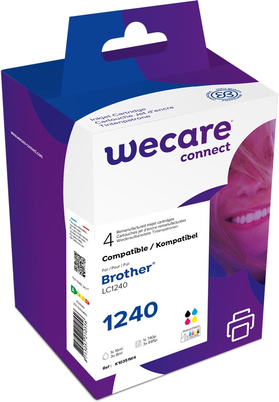 WECARE ink sada pro BROTHER LC-1240 VAL BP,černá/C K10351W4