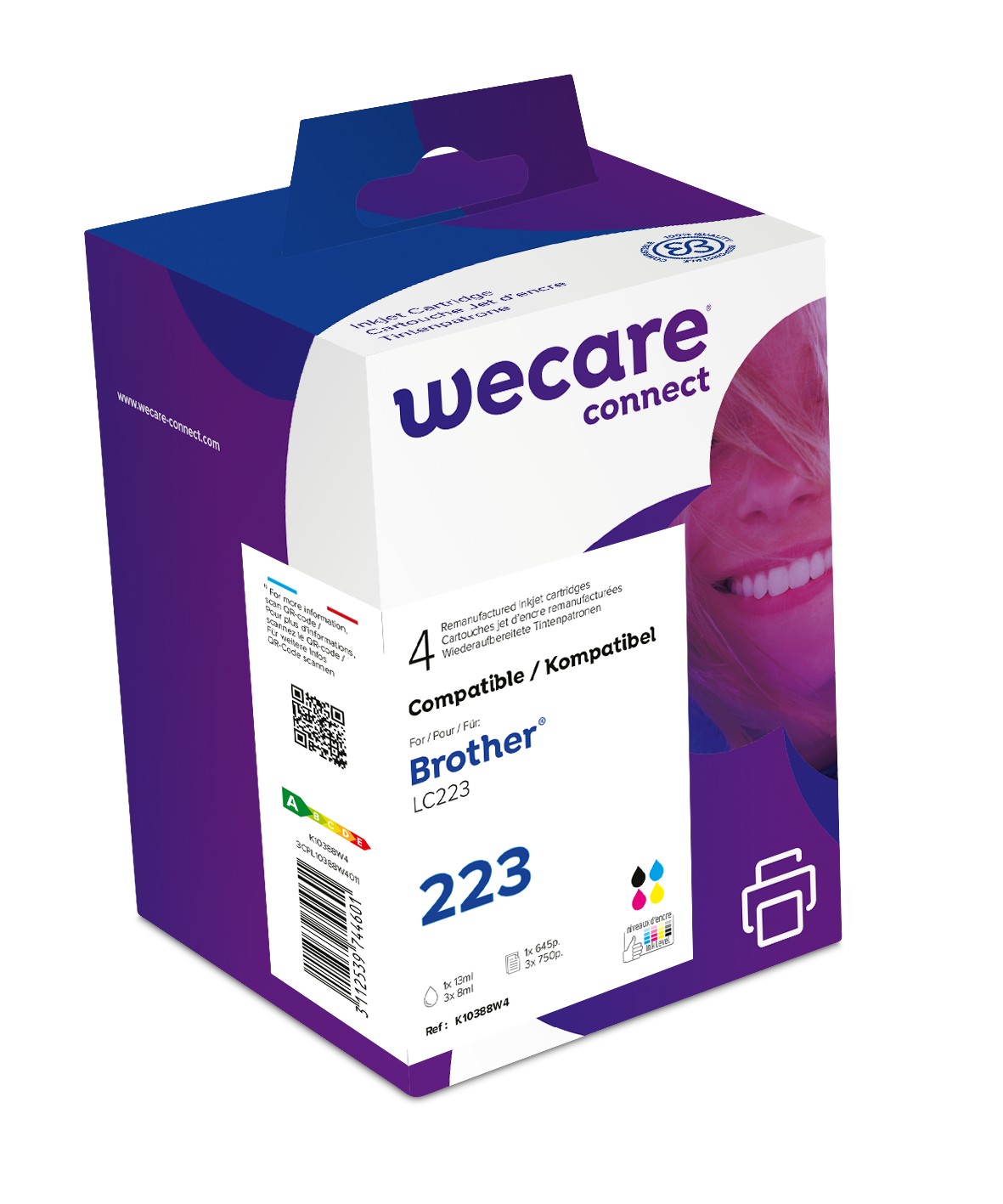 WECARE ink sada pro BROTHER LC-223 VAL BP,černá/CM K10388W4