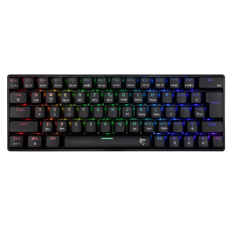 White Shark bezdrátová herní mechanická klávesnice KAIKEN, CZ/SK, červený switch, černá (GK-3111) 3858894506842