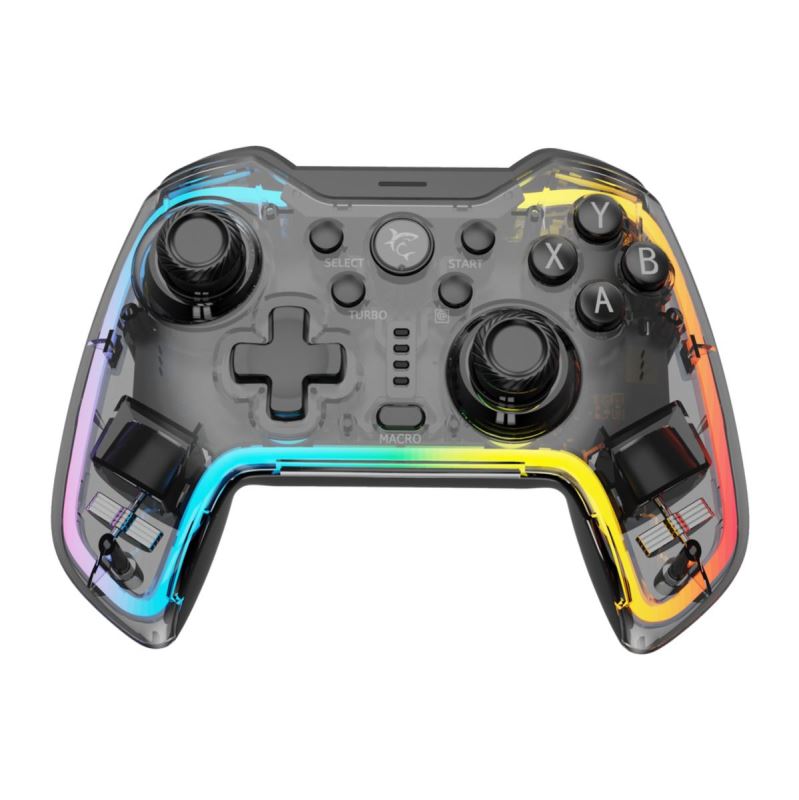 White Shark Bezdrátový Gamepad PRAETORIAN, pro PC,PS3/PS4,Android,iOS,Nintendo,RGB,transparentní 3858894506811