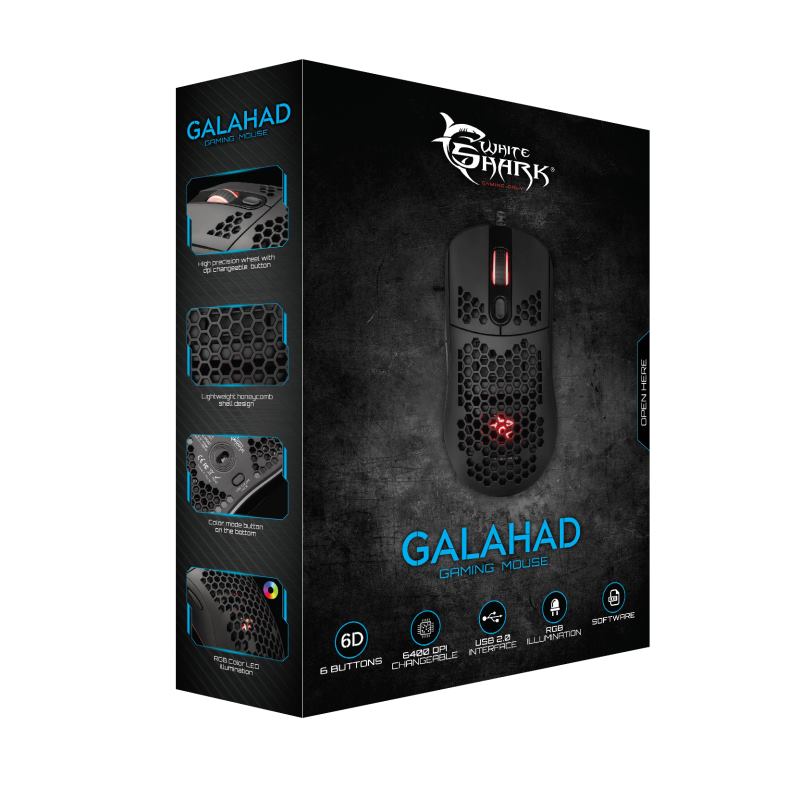 White Shark Gaming mouse GALAHAD, 7200 dpi, black GALAHAD-B