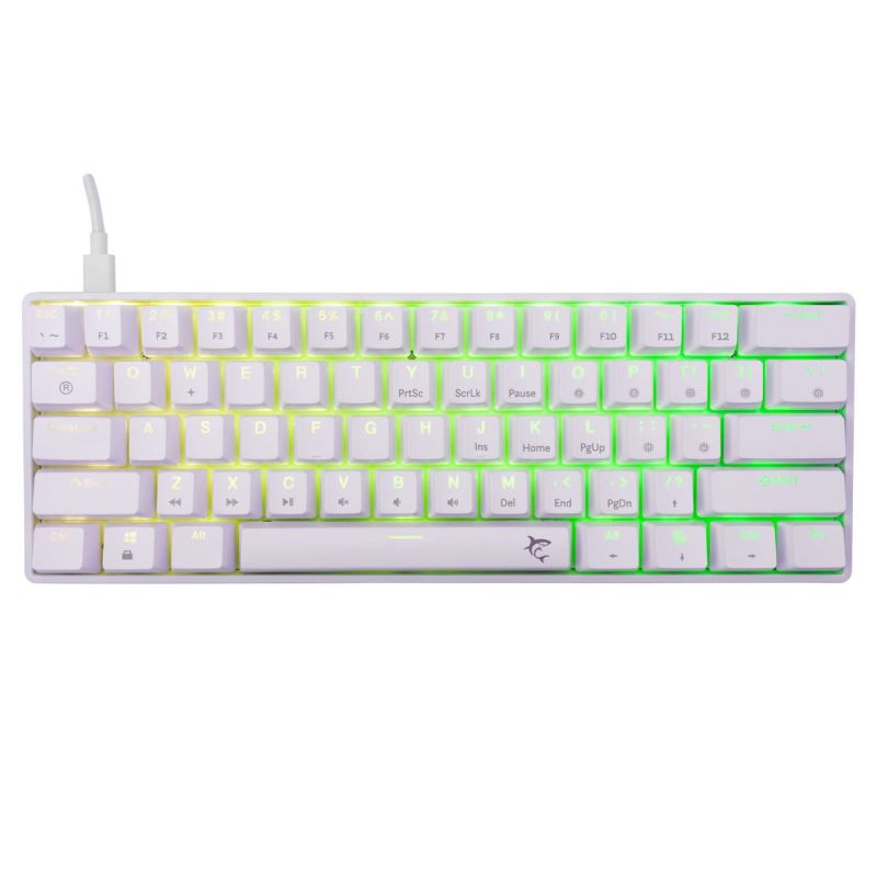White Shark herní mechanická klávesnice SHINOBI 2 , US layout,červený switch, bílá (GK-4211) 3858894505982