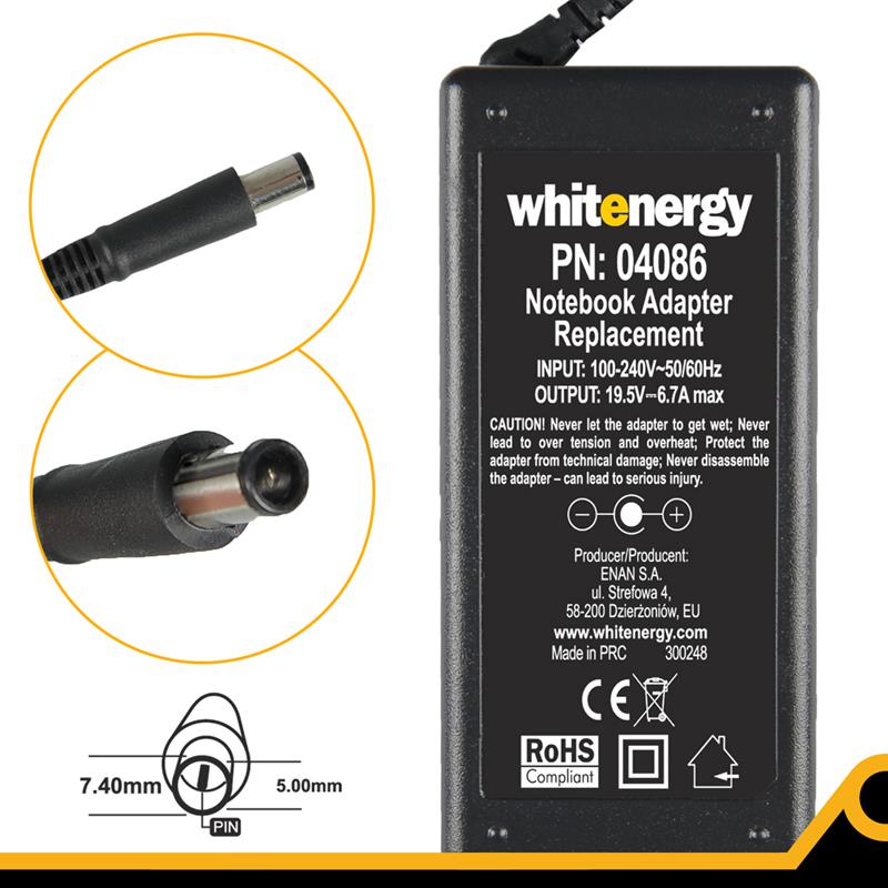 Whitenergy napájecí zdroj 19.5V/6.7A 130W konektor 7.4x5.0mm + pin Dell 04086