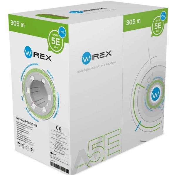 WIREX Instalační kabel CAT5E U/UTP PVC / ECA 305m box šedý WIC-5-U-PEC-30-GY