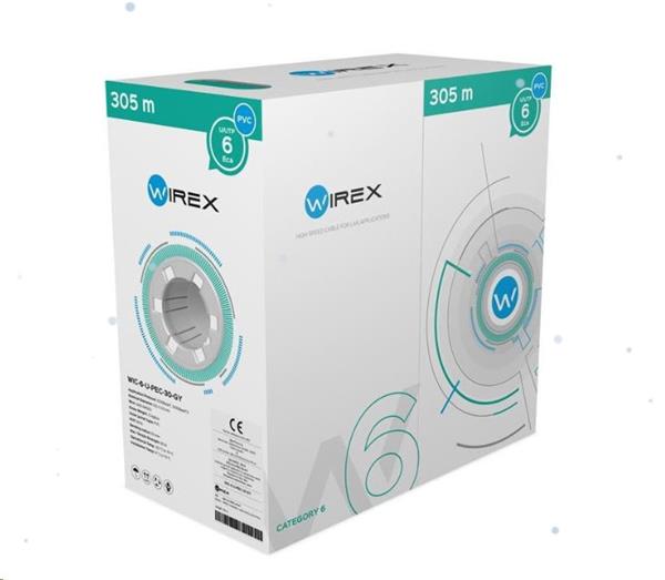 WIREXInstalační kabel CAT6 U/UTP PVC/ ECA 305m box šedý WIC-6-U-PEC-30-GY