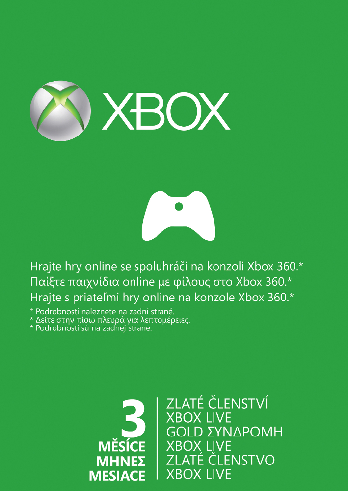 XBOX 360 LIVE Gold Card - zlaté členství 3 měsíce 52K-00130
