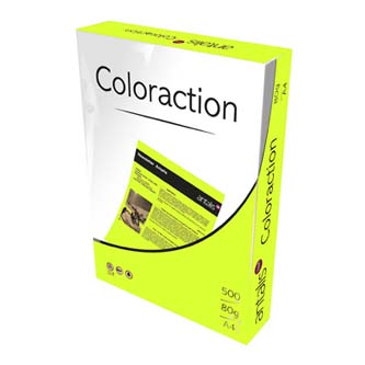 Xerografický papier Coloraction, Ibiza, A4, 80 g/m2, reflexný žltý, 500 listov, vhodný pre atrament PX408CHYD5