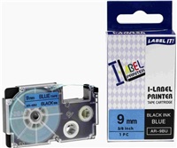 Xerox kompatibilní páska s Casio, XR-9BU1, 9mm x 8m, černý tisk / modrý podklad - ALLPRINT 500L00101