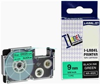 Xerox kompatibilní páska s Casio, XR-9GN1, 9mm x 8m, černý tisk / zelený podklad - ALLPRINT 500L00071