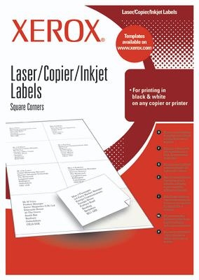 Xerox - Samolepící štítky A4 (70x37mm - 24ks na stranu), bílé, 100 kusů v balení 3R97408