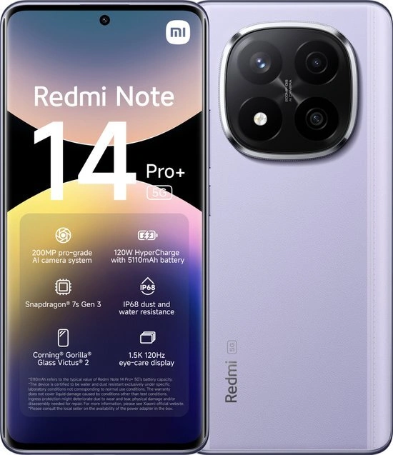 Xiaomi Redmi Note 14 Pro+ 5G 8/256GB 6,67" Dual SIM Lavender Purple 6932554401405