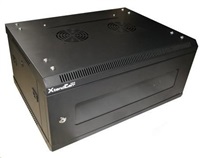XtendLan 19" jednodílný nástěnný rozvaděč 4U, šířka 600mm, hloubka 450mm, skleněné dveře-kouřové sklo,no WS-4U-64B-BLACK
