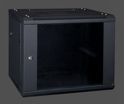 XtendLan 22U/600x550,na zeď, dvoudílný, skleněné dveře WD-22U-65-BLACK
