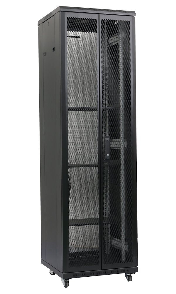 XtendLan 42U/800x1000 stojanový, černý, dvoudílné perforované dveře a záda HPER-42U-80-BLACK-S