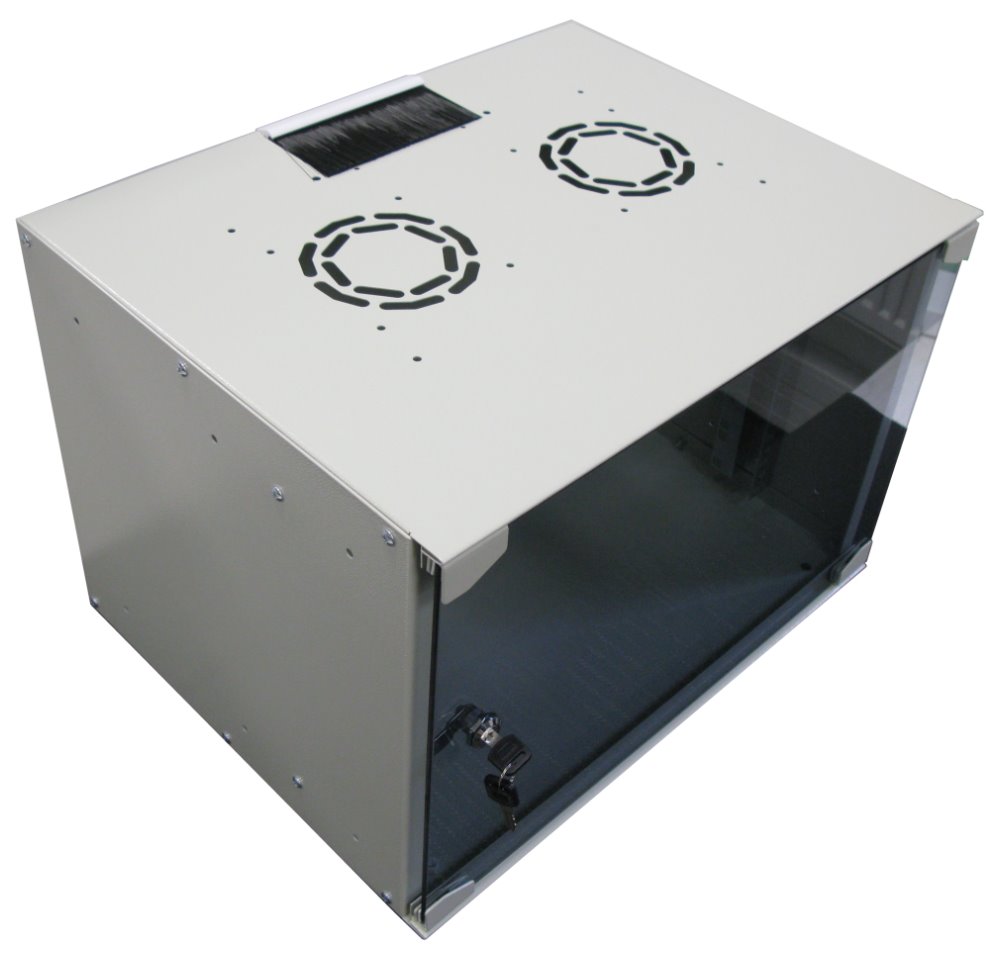 XtendLan 7U/520x400, na zeď, jednodílný, skleněné dveře, šedý WE-7U-54-GREY