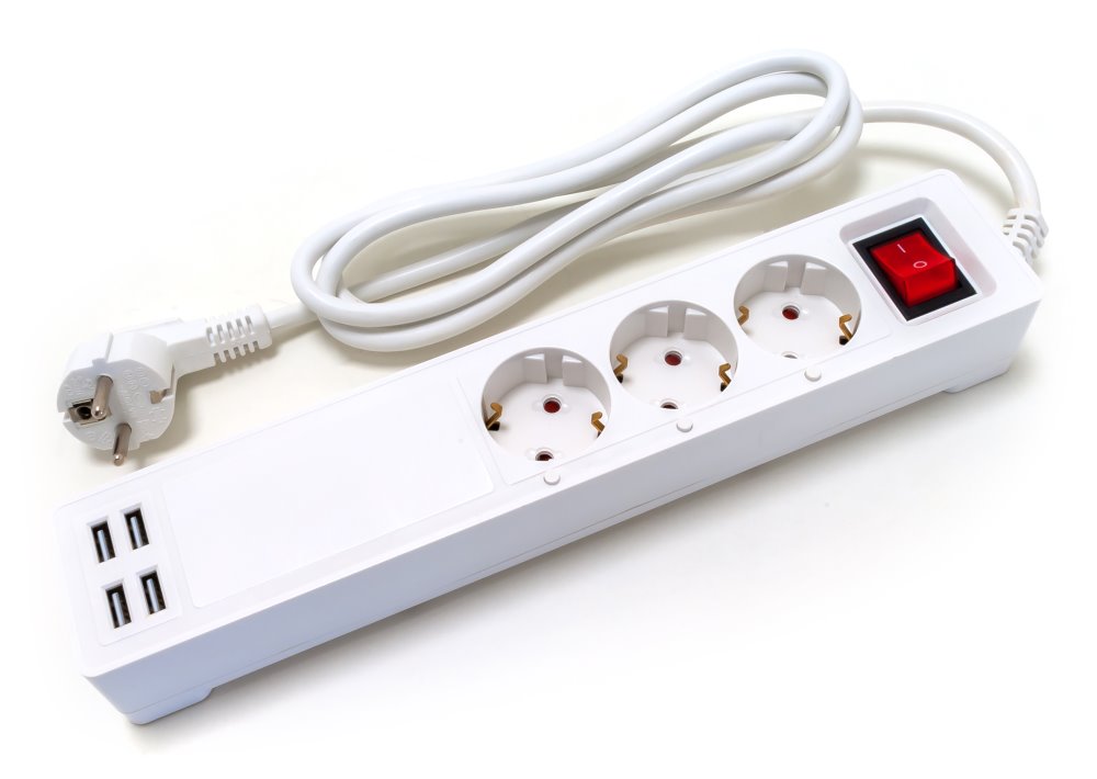 XtendLan chytrý prodlužovací přívod/ 3x zásuvka/ 4x USB/ krytí IP20/ Wi-Fi/ 1,5 m/ bílý/ TUYA PS-140