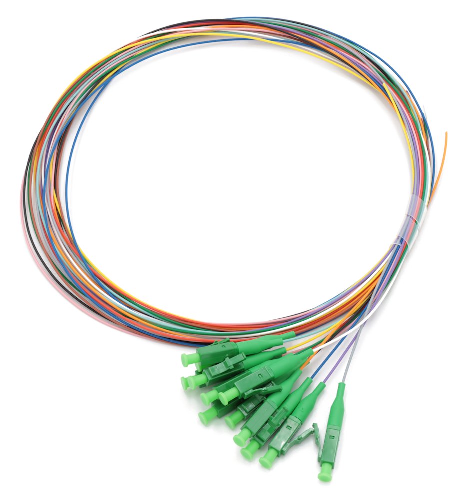 XtendLan FO pigtail LC/APC, 9/125, 0,9mm, 1m, LS0H, ZWP, sada 12 pigtailů různé barvy, G.652d FOTS-LCA-9-1-9-12