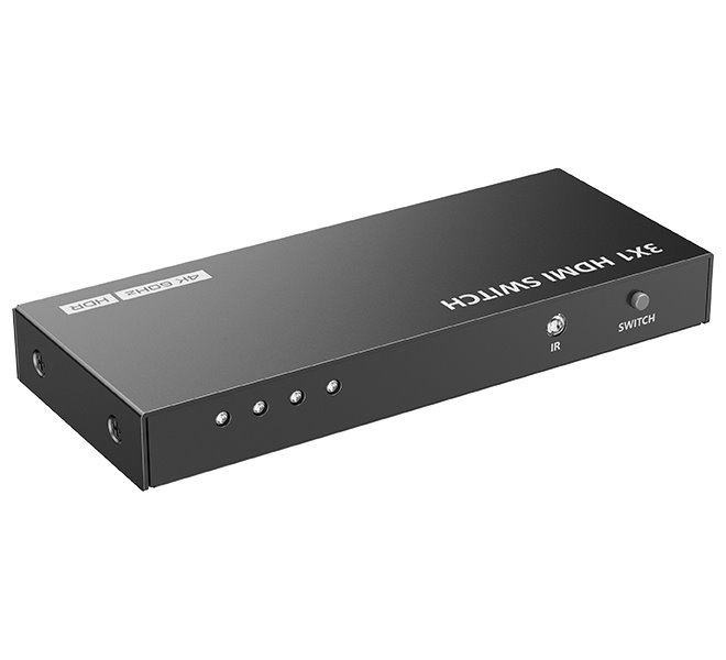 XtendLan HDMI prepínac, 3 vstupy / 1 výstup, do 4k@60Hz (2160p), dálkové ovládání (IR) HDMI-SW31EH