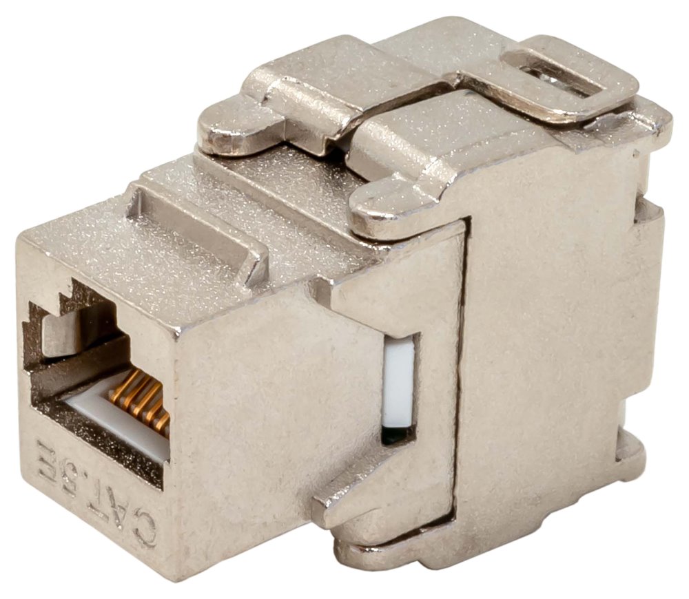 XtendLan Keystone jack RJ45 Cat5e, STP, stříbrný, zaklapávací zezadu