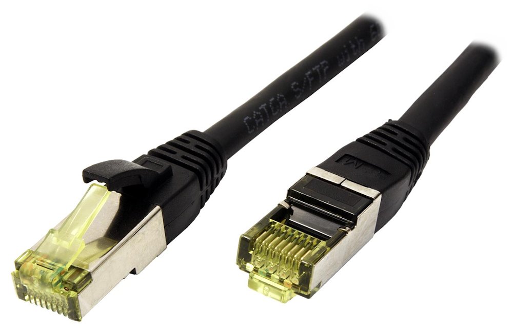 XtendLan Patch kabel Cat6A SFTP LS0H 1m - černý, PE (venkovní)