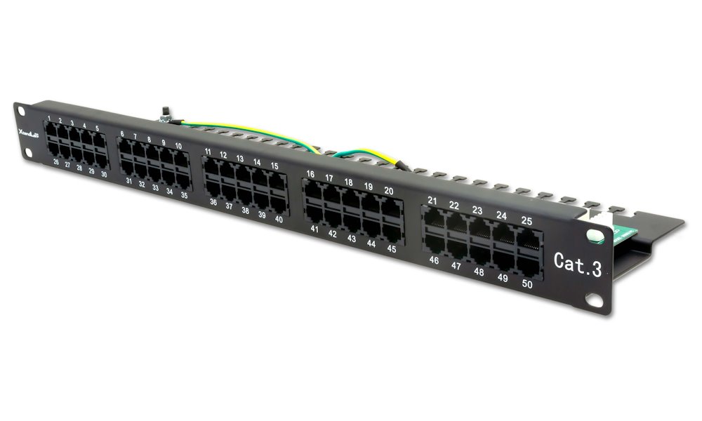 XtendLan Patch panel 19", 50 portů, Cat3, 1U PP19-50C3U
