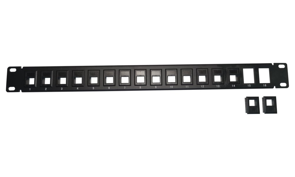 XtendLan Patch panel 1U 19", 16 otvorů, neosazený, nestíněný PP19-16N