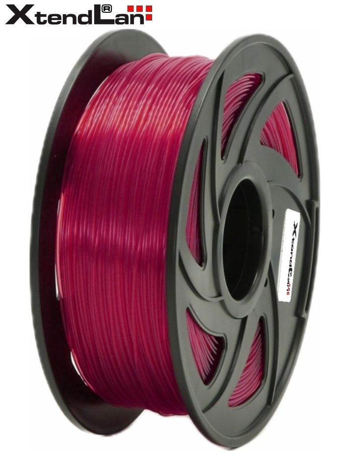 XtendLAN PETG filament 1,75mm průhledný červený 1kg 3DF-PETG1.75-TRB 1kg