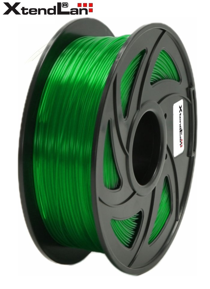 XtendLAN PETG filament 1,75mm průhledný zelený 1kg 3DF-PETG1.75-TGN 1kg