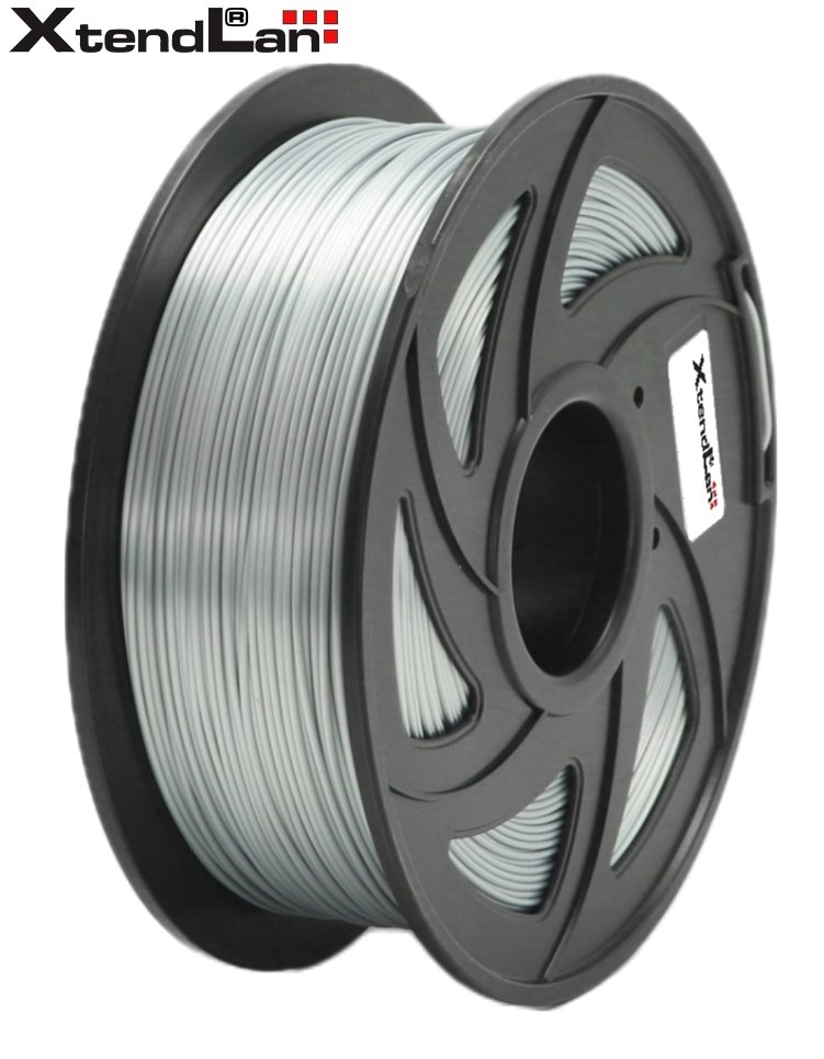 XtendLAN PLA filament 1,75mm lesklý stříbrný 1kg 3DF-PLA1.75-SSL 1kg