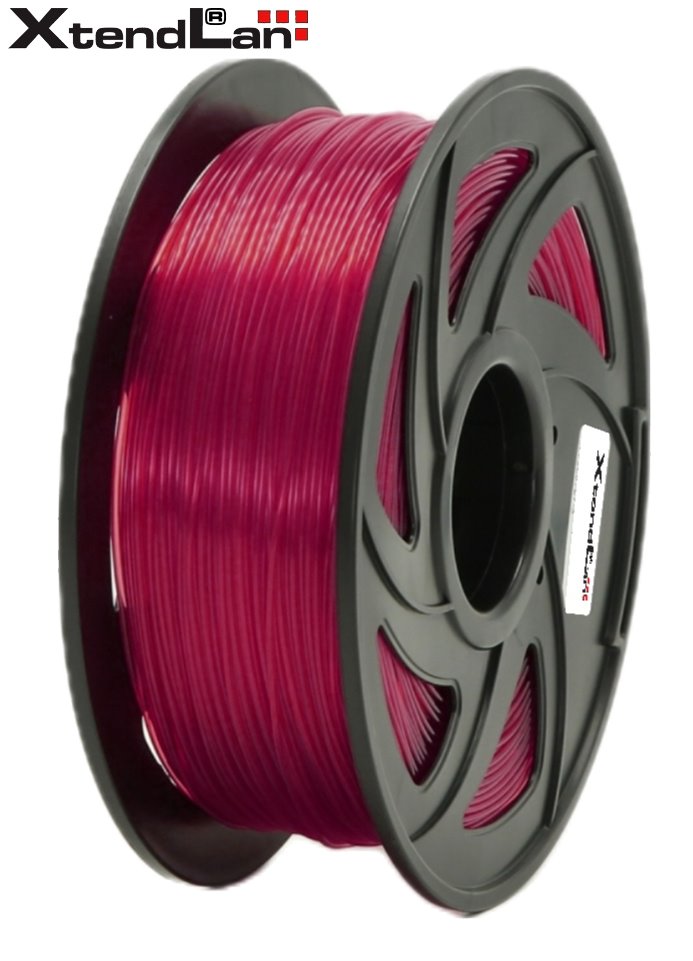 XtendLAN PLA filament 1,75mm průhledný červený 1kg 3DF-PLA1.75-TRB 1kg