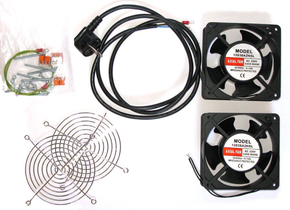 XtendLan Ventilace pro nástěnné rozvaděče, 2 ventilátory,napájecí kabel, spojovací materiál SFAN-WM-2F