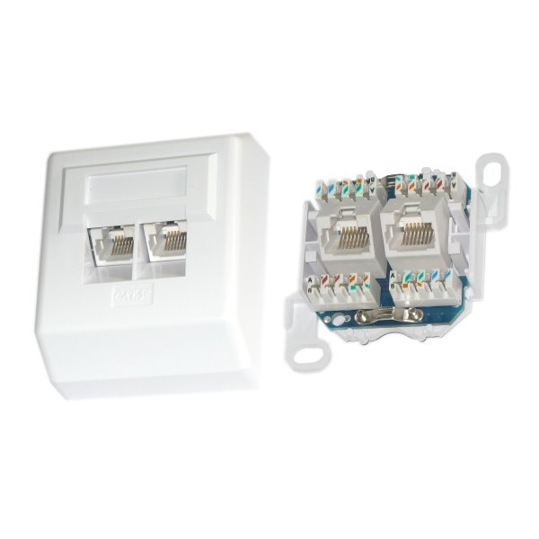 XtendLan Zásuvka 2x RJ-45, Cat5e, nestíněná, na zeď, šikmý vývod, narážecí LSA