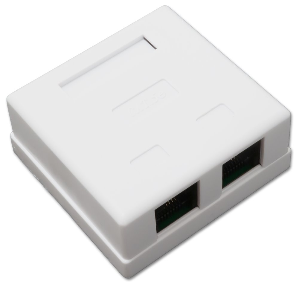 XtendLan Zásuvka 2x RJ-45, Cat5e, nestíněná, na zeď, spodní vývod, narážecí