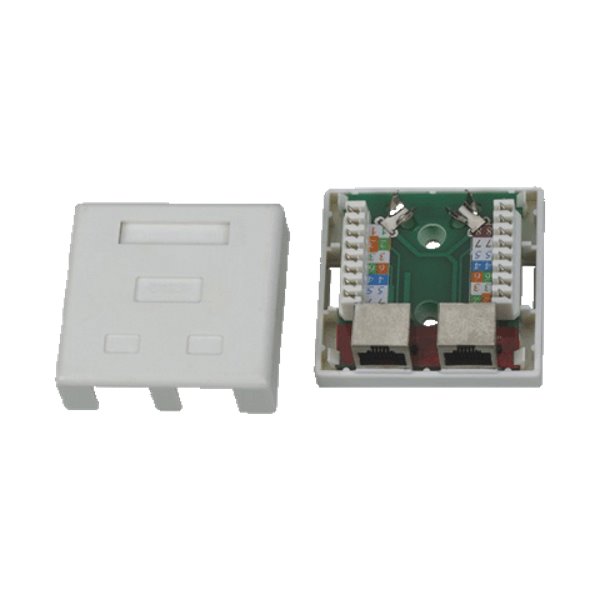 XtendLan Zásuvka 2x RJ-45, Cat5e, stíněná, na zeď, spodní vývod, narážecí