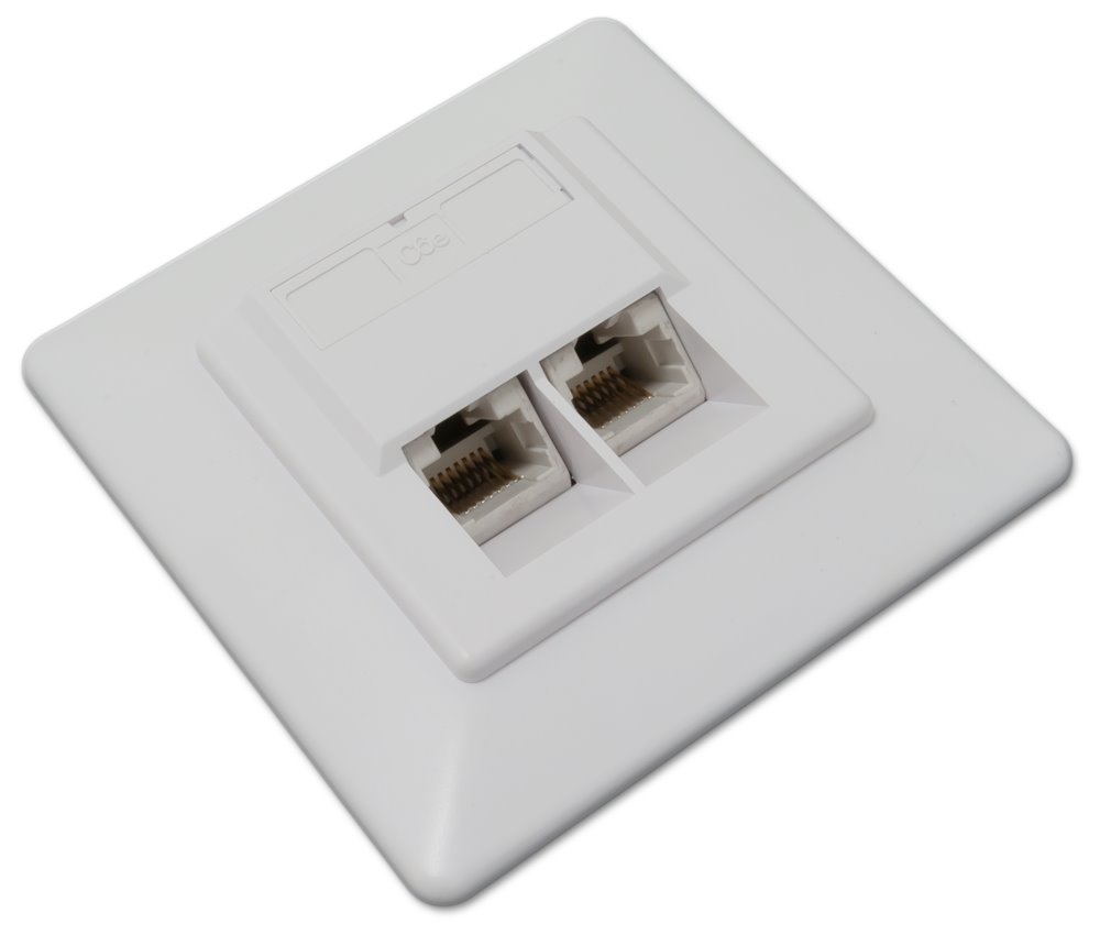 XtendLan Zásuvka 2x RJ-45, Cat6, nestíněná, pod omítku, při užití krabičky i na zeď, šikmý vývod ZASO2W66NNIPS