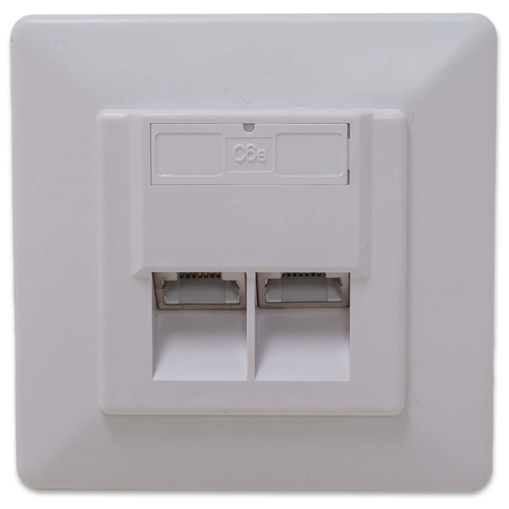 XtendLan Zásuvka 2x RJ-45, Cat6, stíněná, pod omítku, při užití krabičky i na zeď, šikmý vývod ZASO2W66SNIPS