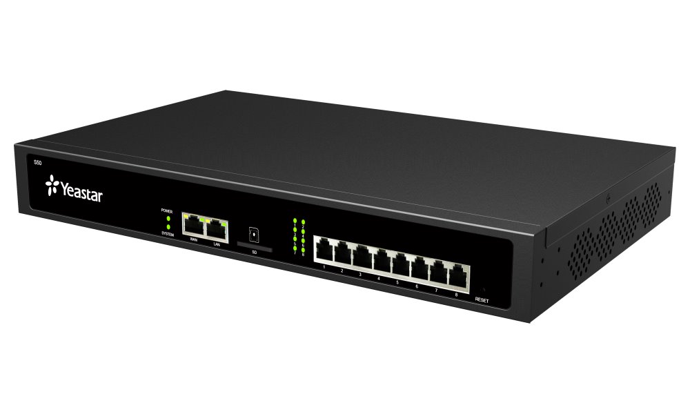 Yeastar S50, IP PBX, až 8 portů, 50 uživatelů, 25 hovorů, rack 10000166