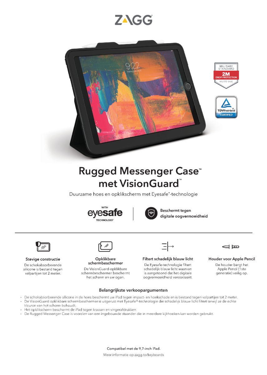 ZAGG Rugged Messenger Case UK + VG IPad 9.7 202002483