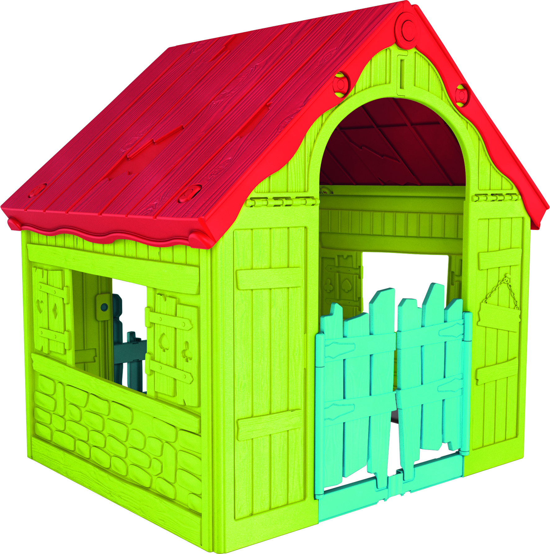 Záhradný domček Keter WONDERFOLD PLAYHOUSE červený / zelený / modrý 228445