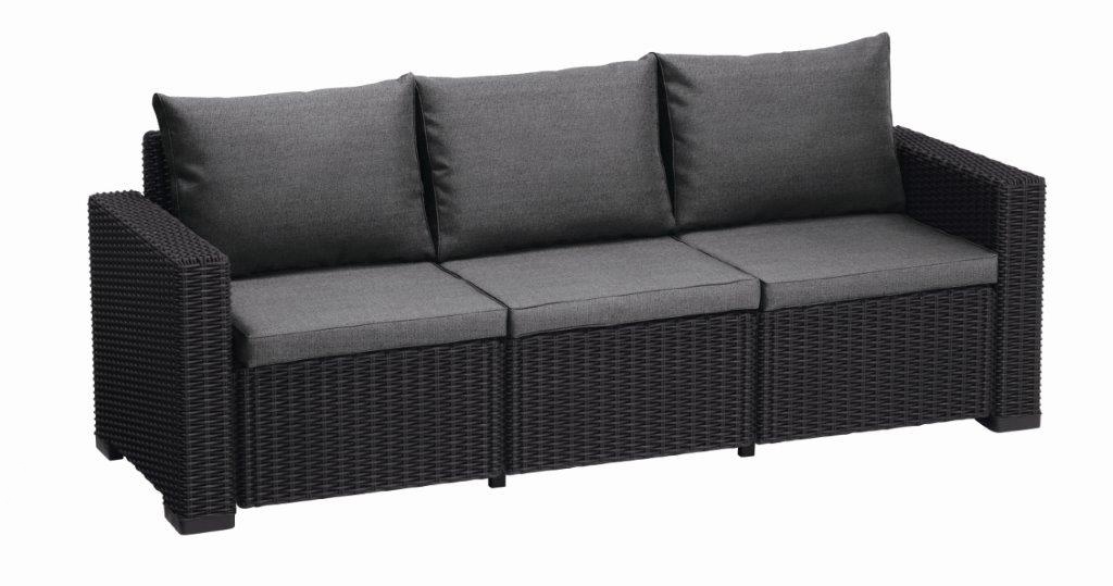 Záhradný nábytok Keter California třísedadlová pohovka grafitová 252844