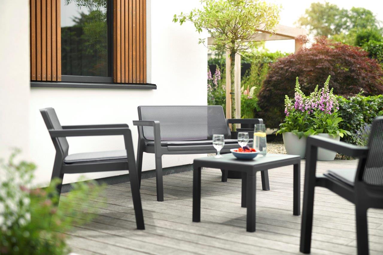 Záhradný nábytok Keter Emily Patio Set se sedáky grafitová 247063