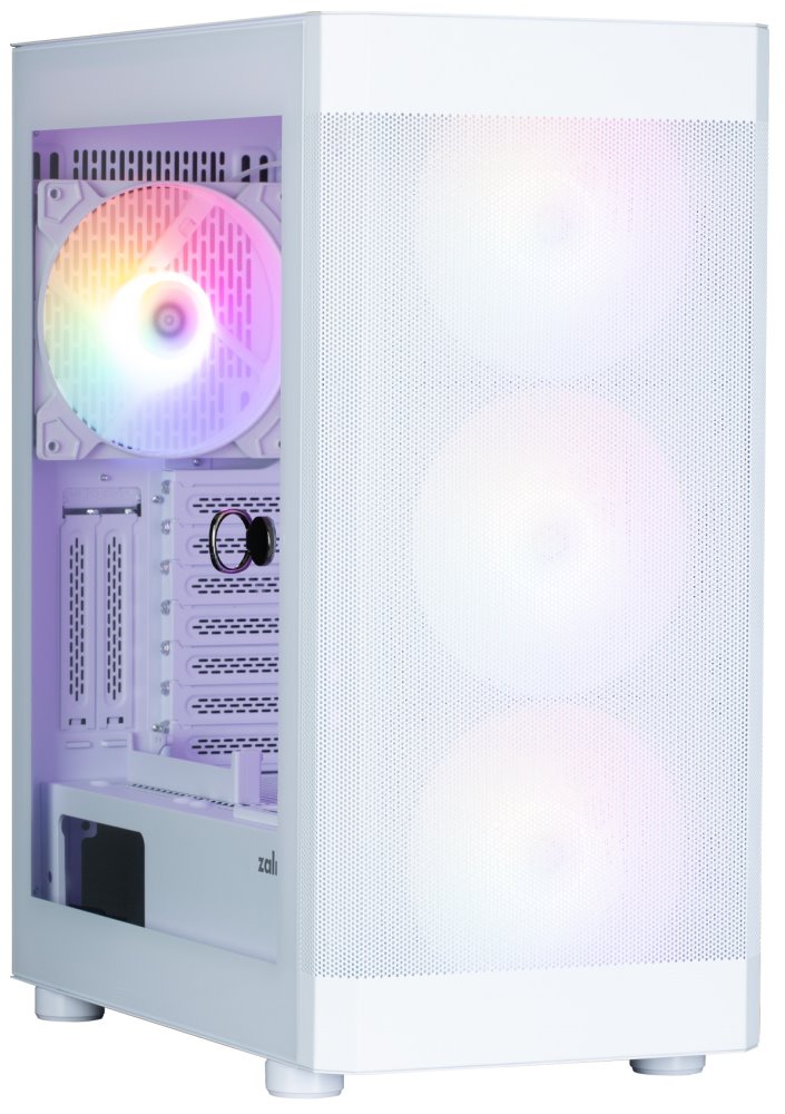 Zalman skříň i4 TG / Middle Tower / 4x 140 mm RBG LED fan / 2x USB 3.0 / 1x USB 2.0 / mesh panel / tvrzené s i4 TG White