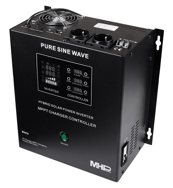 Záložní zdroj MHPower MSKD-1800-24, UPS, 1800W, čistý sinus, 24V, solární regulátor MPPT